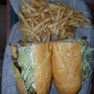 Mushroom cheese steak with free fries