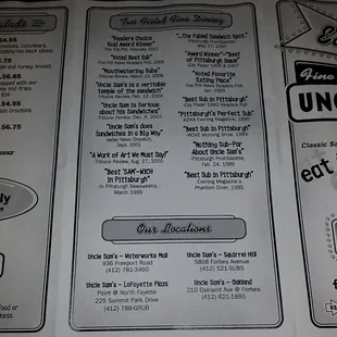 Menu side 2