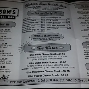 Menu side 1