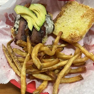 Burger with bacon and avocado