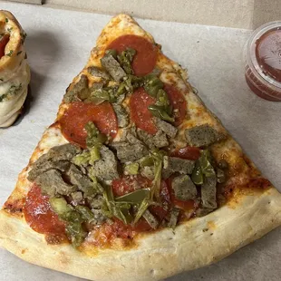 Pepperoni, meatball and Serrano pepper slice
