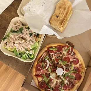 Dinner takeout spread