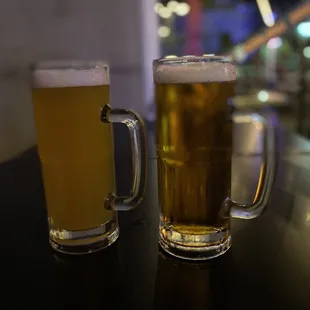 two glasses of beer
