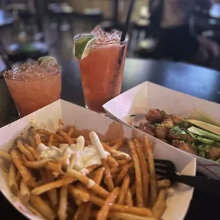 Thai chili wings and buffalo fries.