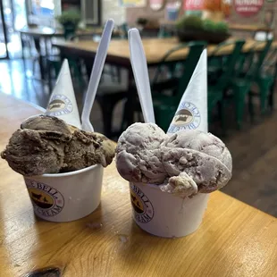 two cups of ice cream