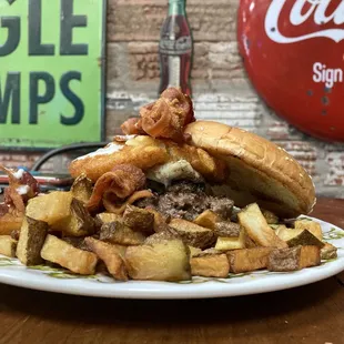 The Wake Up Little Suzy burger (egg/hash browns/bacon on top)