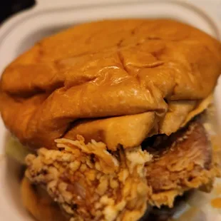 My Reg. Crispy Chicken Sandwich fr @Uncle&apos;s Chicken on King St; 7/3/2022. New place just opened. Thnx Hubby David :).The Boba Drink is good!