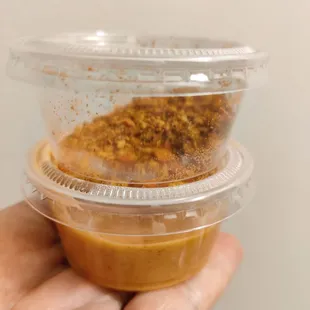 Received these two dipping spice/sauce in my takeout package