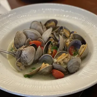 Steamed Clams- yummy. The broth was so good and the clams fresh- not chewy.