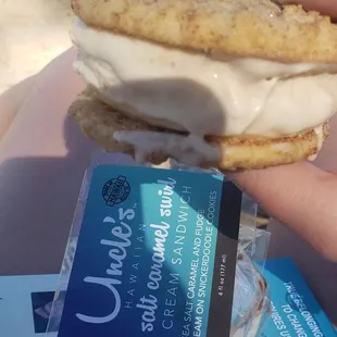 We took this picture on the beach. What is better than this icd cream sandwich on the beach on a nice sunny day?
