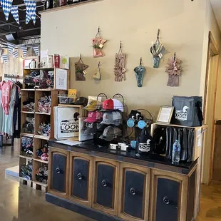 Merch selection as well as multiple tastefully curated art exhibits.