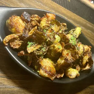 Crispy Brussels: Port-glazed brussels sprouts, bacon