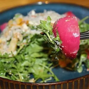 This salad was a refreshing mix of colorful &amp; tangy flavors. The earthy beets were complimented by the acidity of the oranges and sherry.