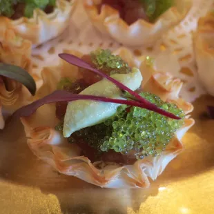 Hawaiian Yellowfin Tuna Poke Salad with Wasabi Caviar