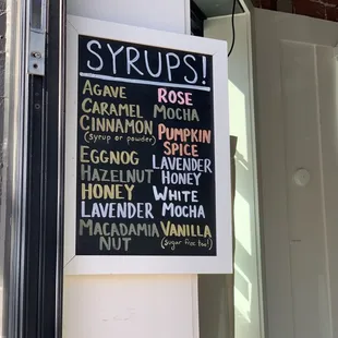 a sign for syrups