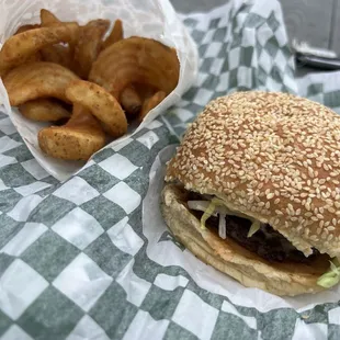 Burger with fries!