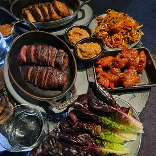 8 oz American Wagyu, Korean Bacon, and Sweet &amp; Tangy Chicken Nuggets.