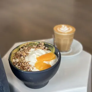Yogurt Parfait with coconut turmeric cream, cortado