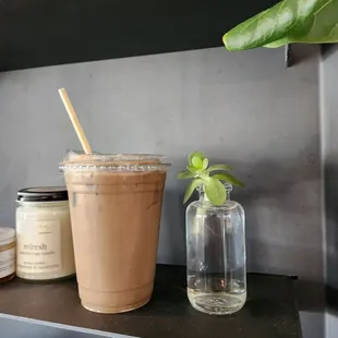 Iced Black Forest Latte with Oatmilk!!
