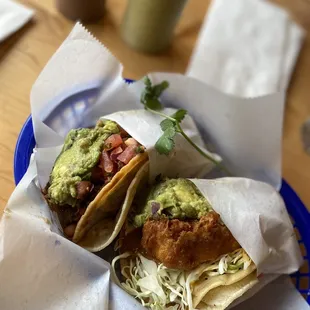 NICK'S WAY CARNE ASADA (left) NICK'S WAY BAJA TACO (right)