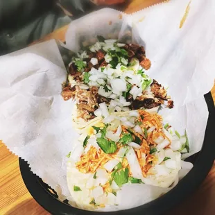 STREET STYLE TACOS $12.50; CARNE ASADA; CARNITAS; POLLO.