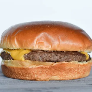 a cheeseburger on a bun