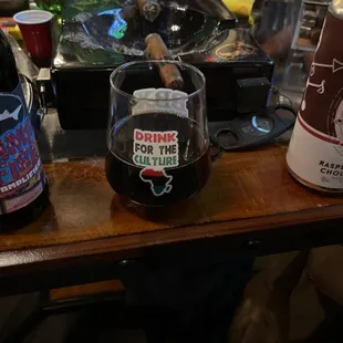 bottles of alcohol and a cigar