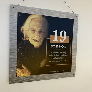 Local project involving quotes by centenarians.