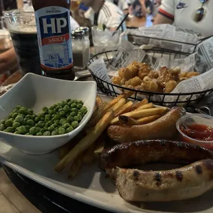 Bangers and mash (substituted fries for the mash)