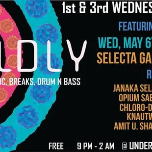 join us 1st and third wednesdays for worldly, free!!!