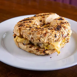 Everything bagel sandwich with sausage