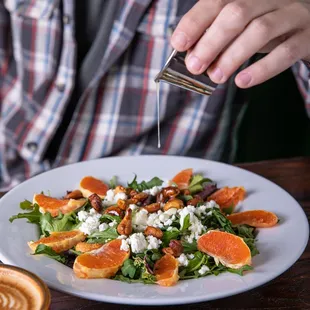Citrus and Goat cheese salad with honey dijon dressing