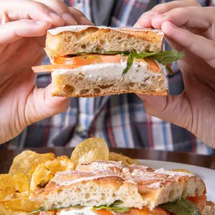 Honey goat caprese served with chips