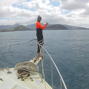 Dive Master Travis riding point, as always! Mahalo!