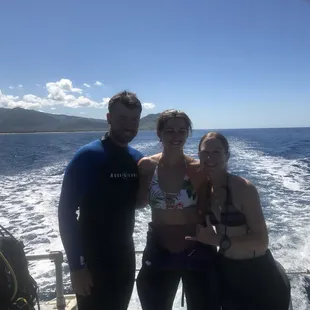 Two newly certified open water students. West side Oahu. Congrats!