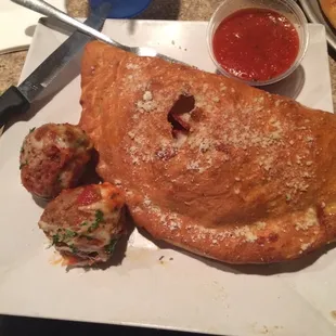 Calzone (with 2 donated meatballs)
