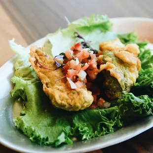 Crispy Avocado taco on lettuce wrap