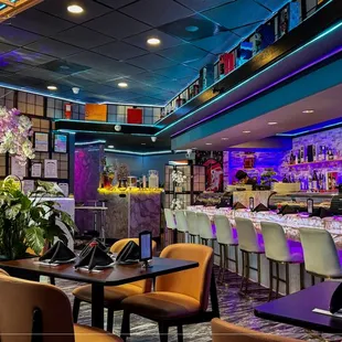 Inside dining and counter seating