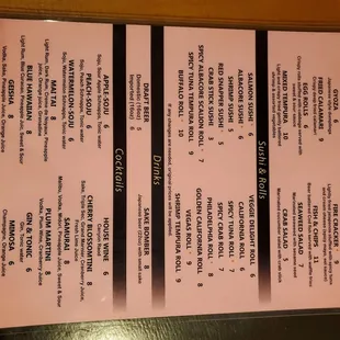Happy hour menu sidways