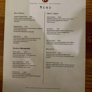 menu