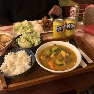 a tray of food on a table