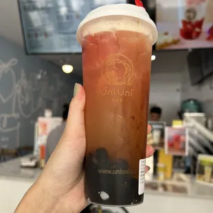 watermelon passionfruit green tea w/ honey boba