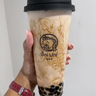 Uni Signature Milk Tea with boba and milk mochi