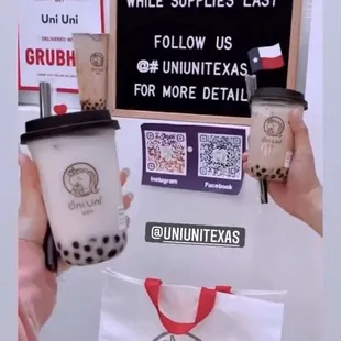 Uni Brown Sugar Milk Tea with Tapioca Jasmine milk tea