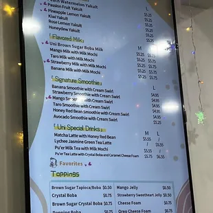 menu