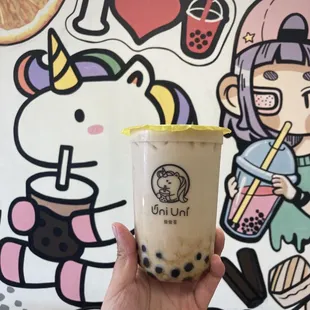 Oolong milk tea with brown sugar boba!