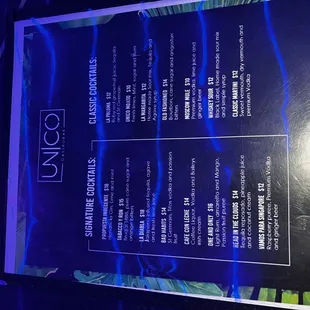 Drink Menu