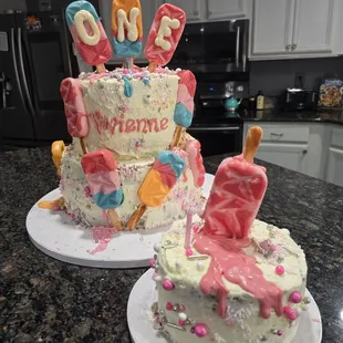 Popsicle themed birthday party, with Smash Cake. All decor was made out of modeling chocolate.