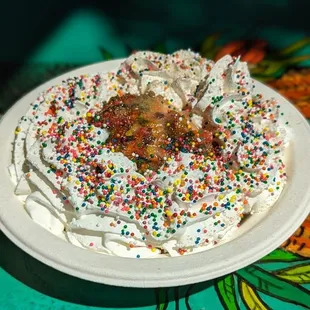 Fruit Pebbles deep fried ice cream