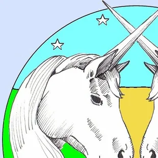 two unicorns facing each other